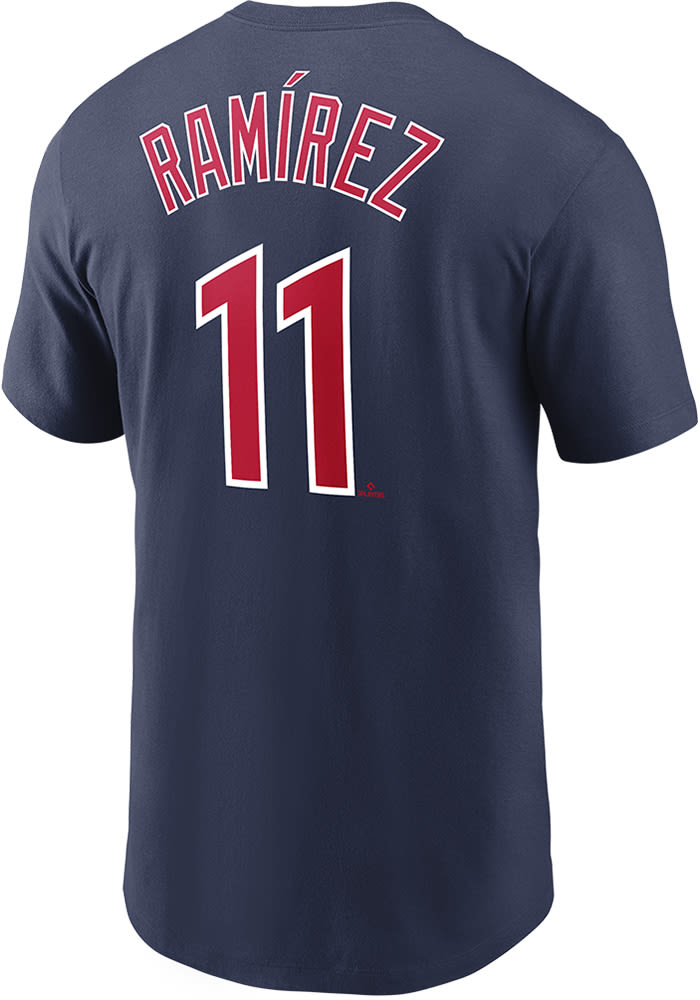 Jose Ramirez Cleveland Guardians Navy Blue Name And Number Short Sleeve  Player T Shirt