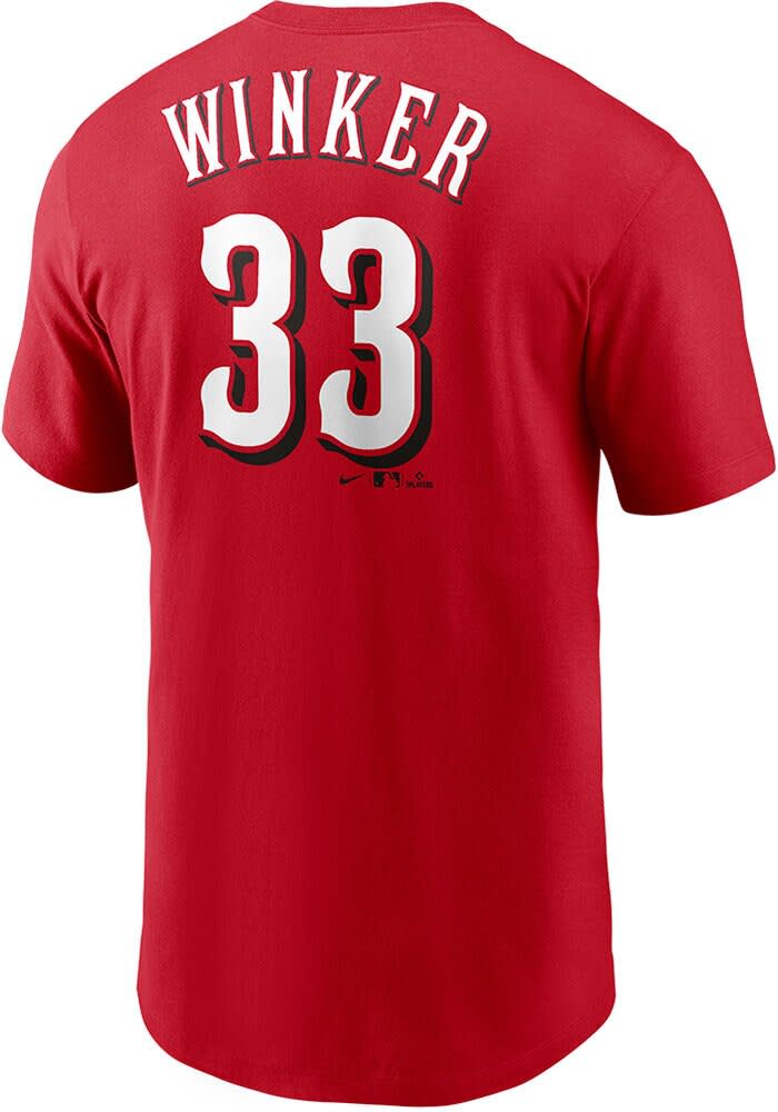 Jesse Winker Cincinnati Reds Red Name Number Short Sleeve