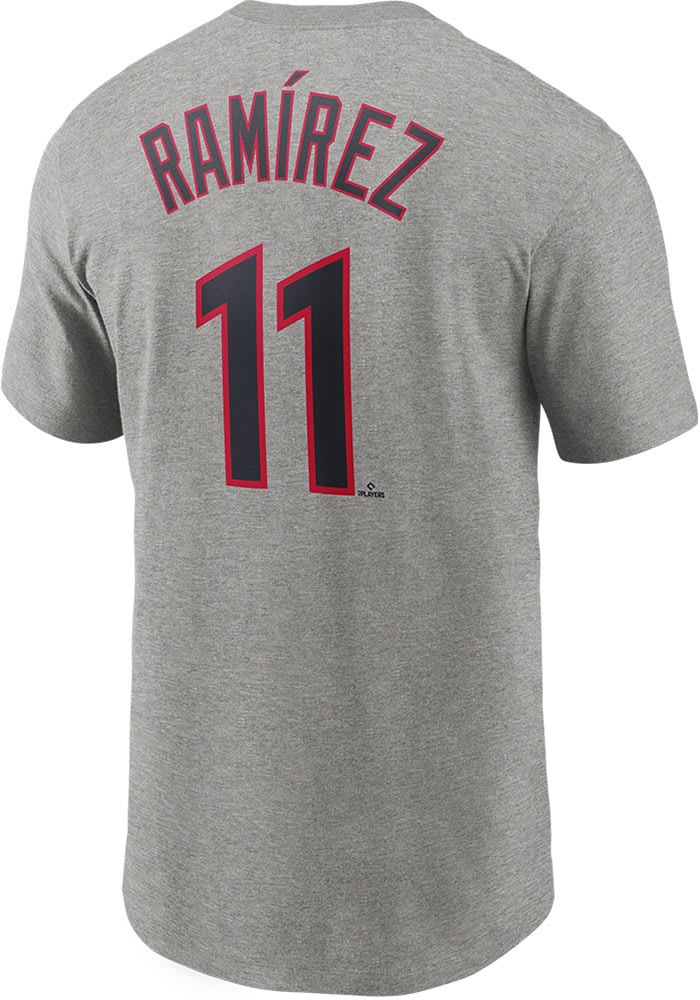 Jose Ramirez Cleveland Guardians Grey Name Number Short Sleeve Player T  Shirt