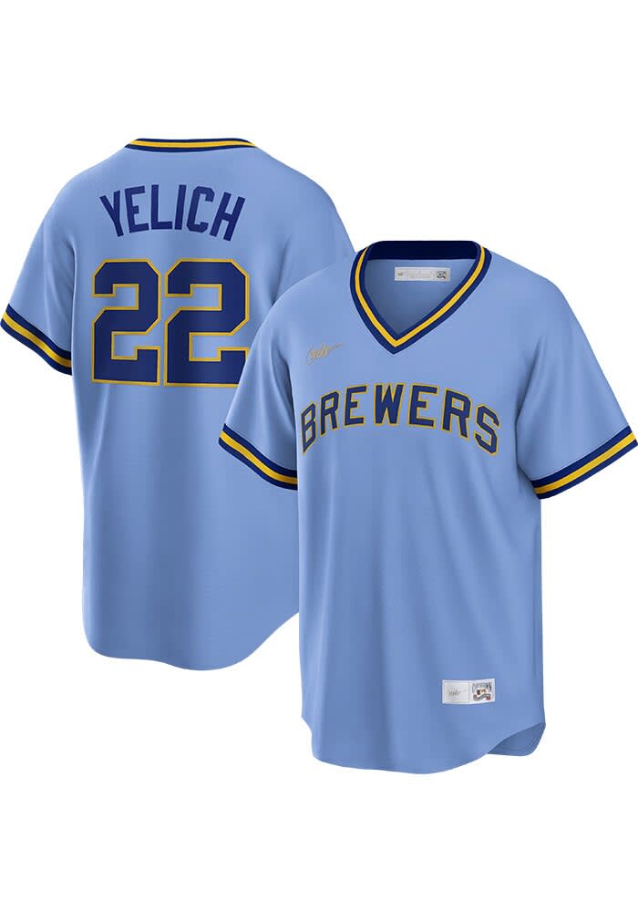 Milwaukee Brewers Christian Yelich Nike LIGHT BLUE Throwback