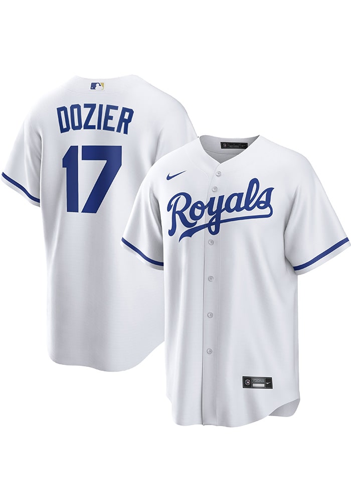 Kansas City Royals No17 Hunter Dozier Men's Nike White Home 2020 Authentic Player Jersey