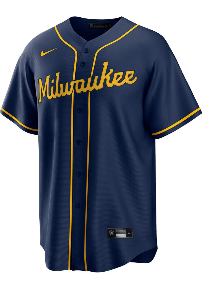 Christian Yelich Milwaukee Brewers Mens Replica NAVY