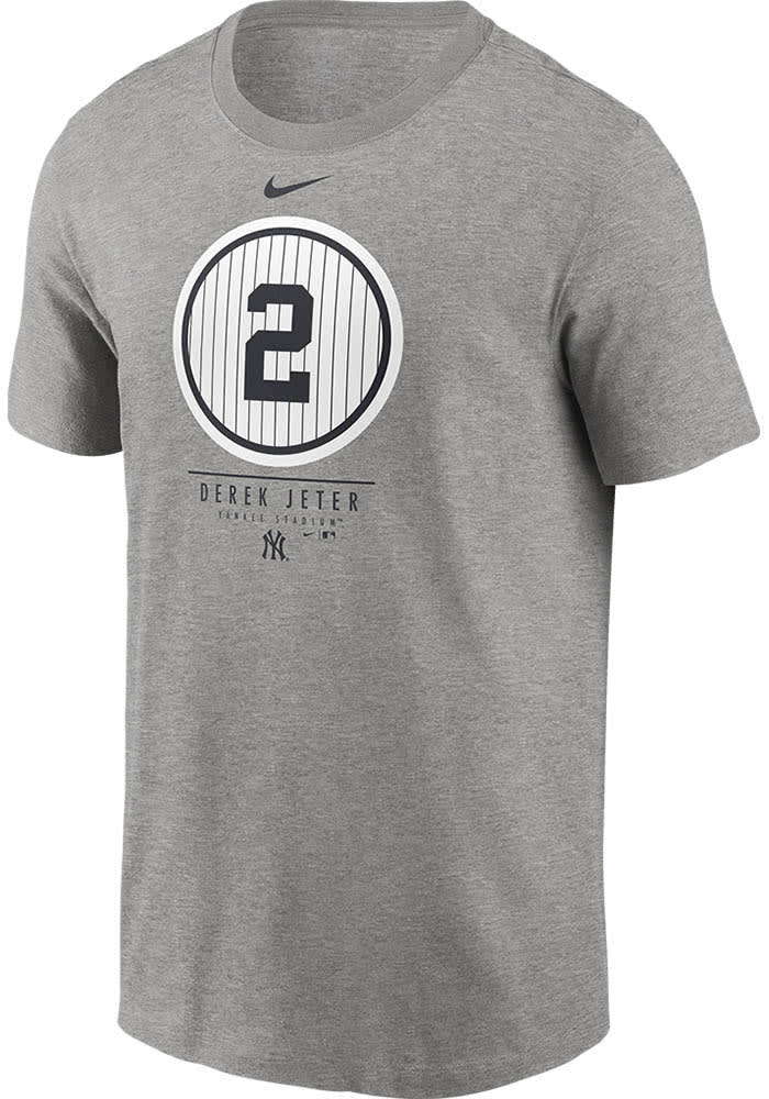Derek Jeter New York Yankees Retired Number Short Sleeve Player T Shirt GREY