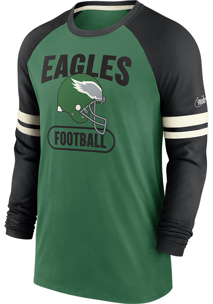 Nike Philadelphia Eagles Dri Fit LS Raglan Long Sleeve Fashion T Shirt KELLY