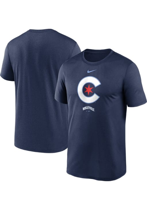 Nike Chicago Cubs Navy Blue City Connect Design Short Sleeve T Shirt