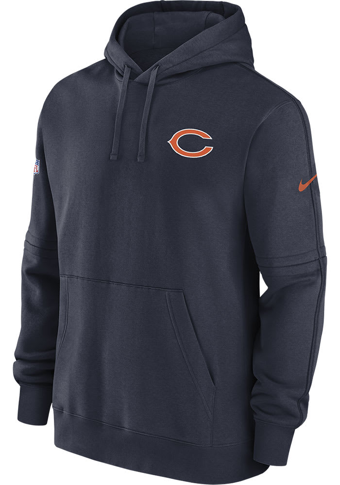 Nike Chicago Bears Mens NAVY Sideline Club Fleece Hoodie - 17326358