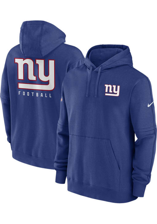Nike New York Giants Mens Blue Sideline Club Fleece Long Sleeve Hoodie
