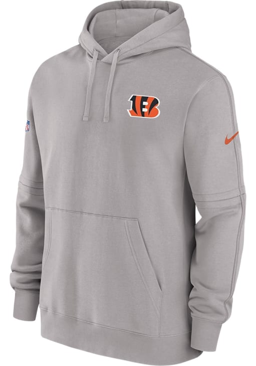 Nike Cincinnati Bengals Mens Grey Sideline Club Fleece Long Sleeve Hoodie