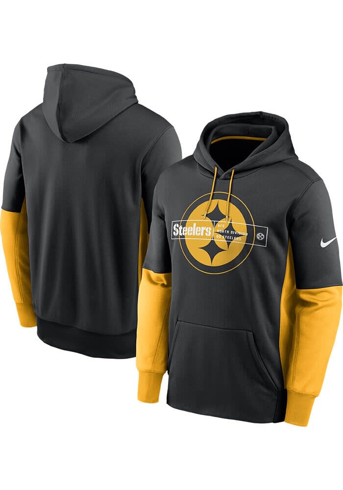 Pittsburgh Steelers Mens Nike BLACK THERMA COLOR BLOCK Hood - 17326439