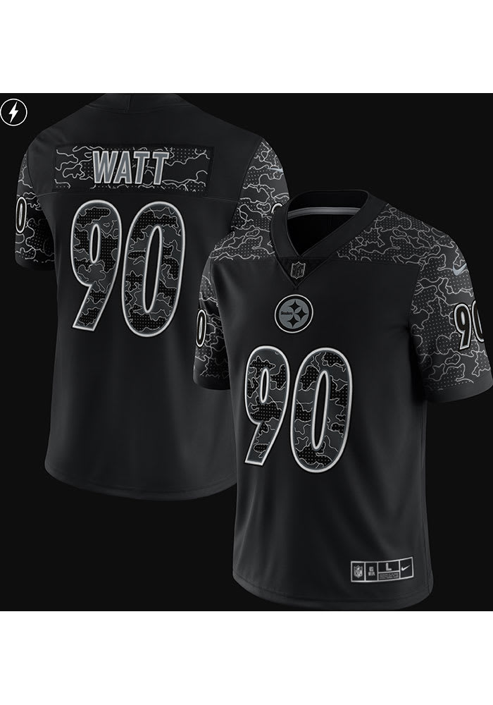 TJ Watt Pittsburgh Steelers Mens BLACK REFLECTIVE Limited Football