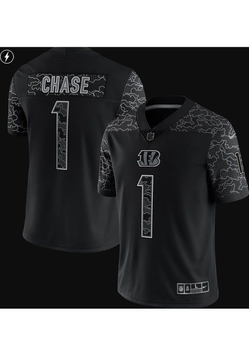 Ja'Marr Chase Nike Cincinnati Bengals Mens Black REFLECTIVE Limited  Football Jersey