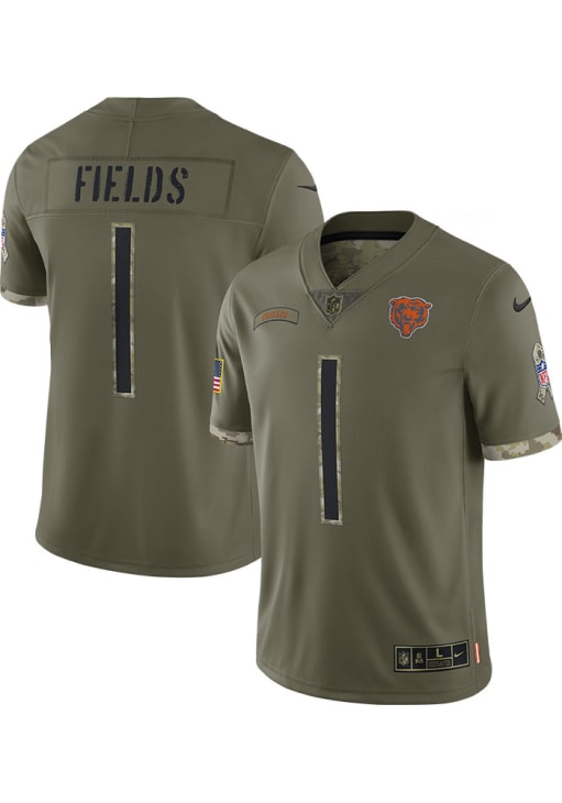 Justin Fields Nike Chicago Bears Mens Olive SALUTE TO SERVICE Limited Football Jersey