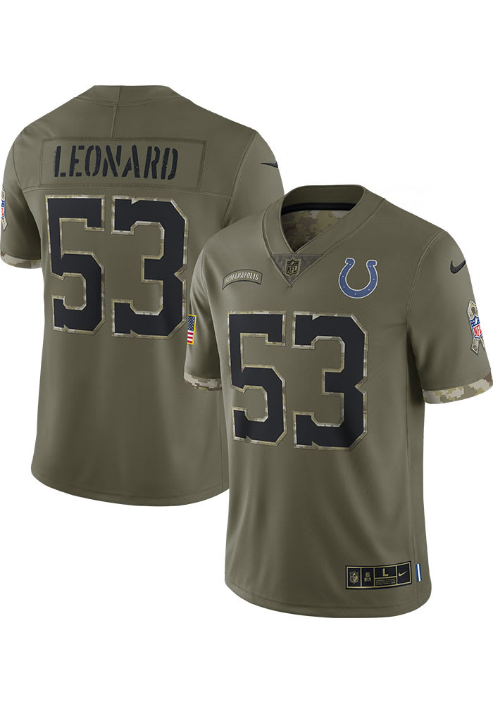 Shaquille Leonard Indianapolis Colts Mens OLIVE SALUTE TO SERVICE