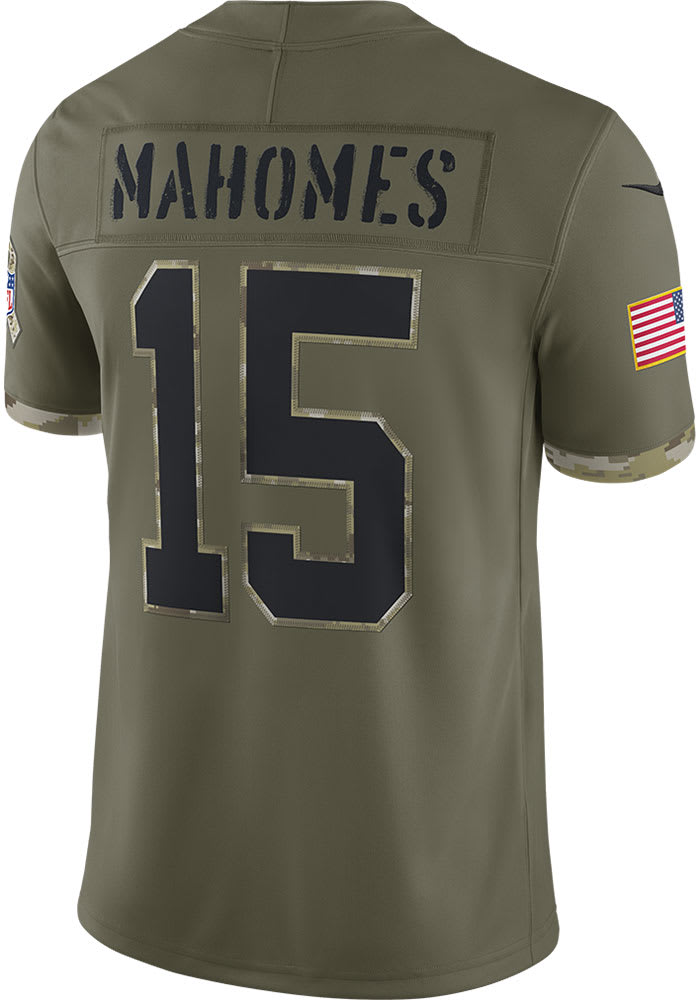 Kansas City Chiefs No15 Patrick Mahomes Men's Nike 2020 Salute To Service Camo Limited Jersey Black