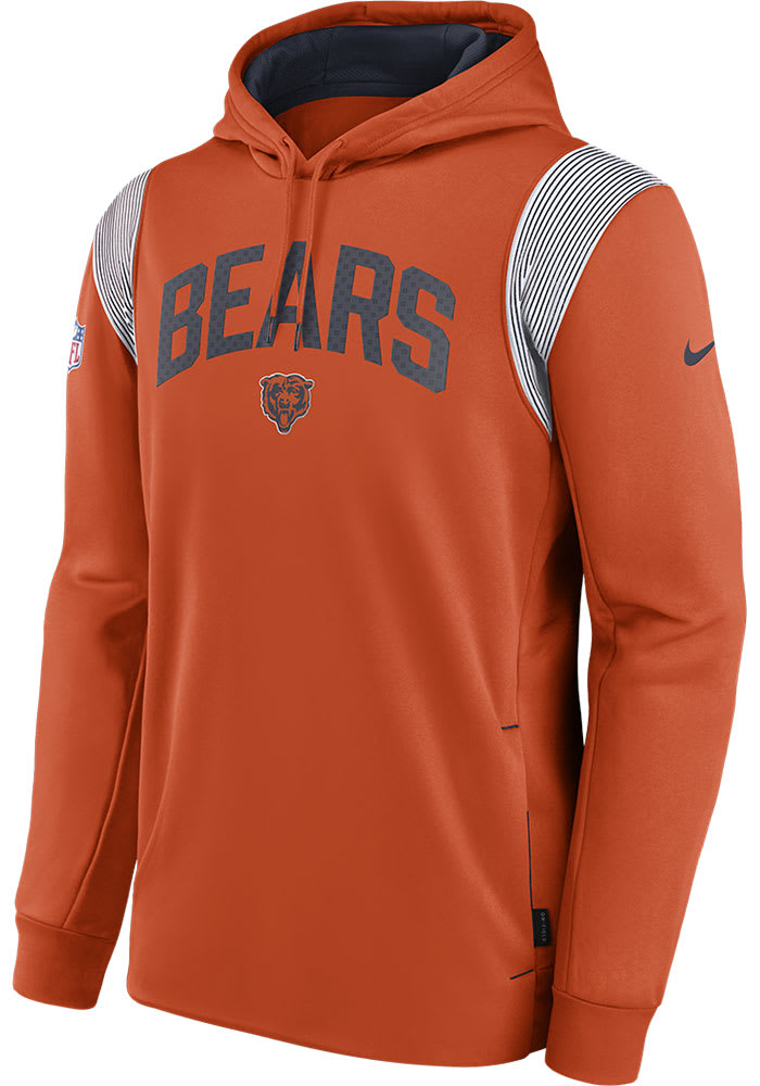 Chicago Bears Mens Nike ORANGE SIDELINE TF PO Hood - 17327638