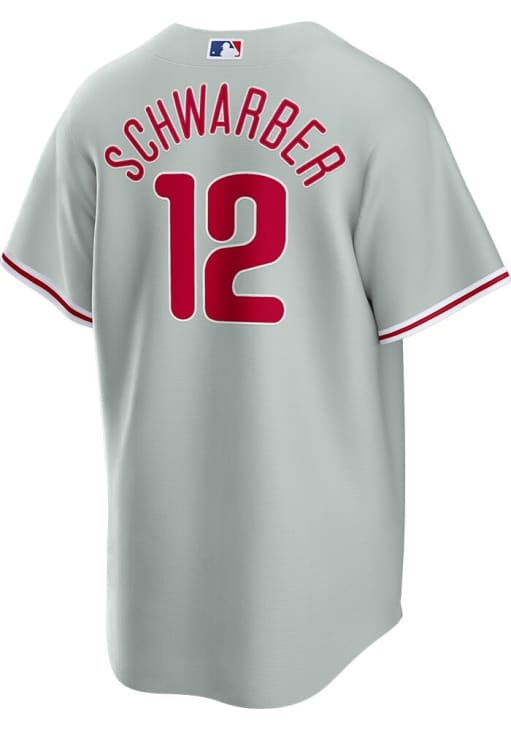 Kyle Schwarber Philadelphia Phillies Mens Replica Away Jersey - Grey