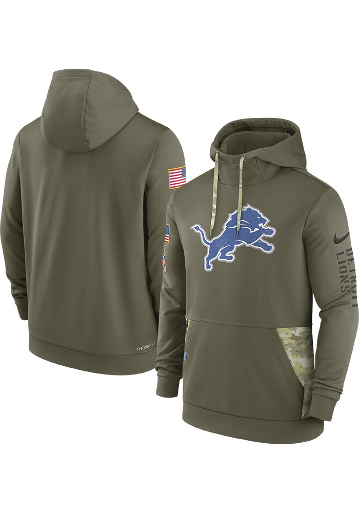 Men's detroit lions nike black 2021 salute to service online sideline performance pullover hoodie