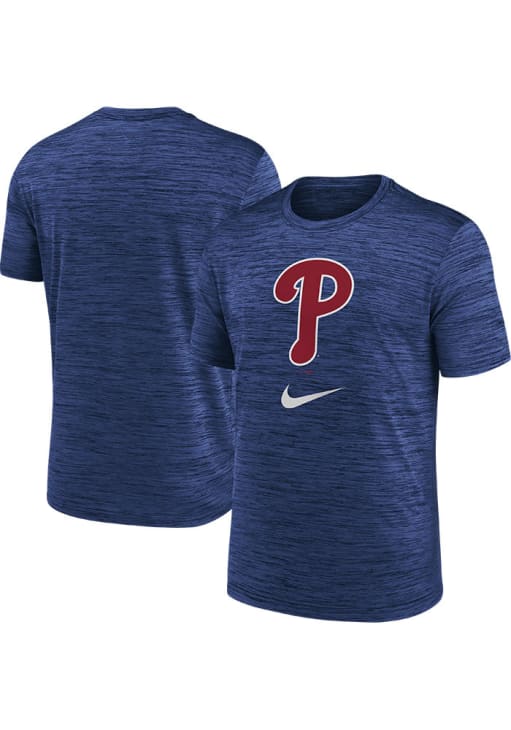 Nike Philadelphia Phillies Blue Logo Velocity Short Sleeve T Shirt