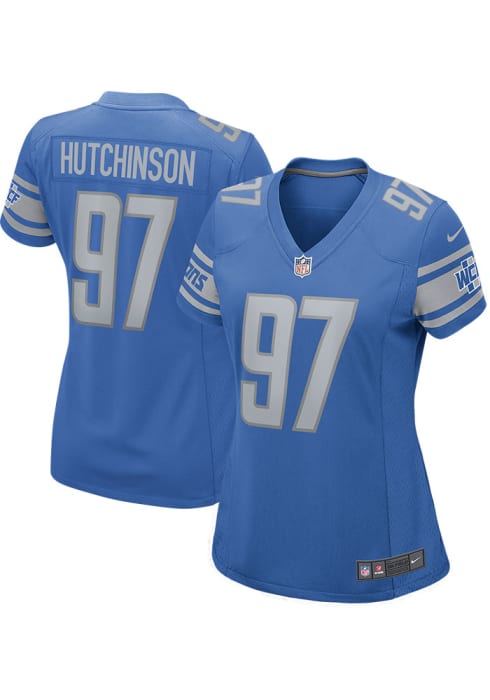 Aidan Hutchinson Womens Detroit Lions Blue Game Football Jersey