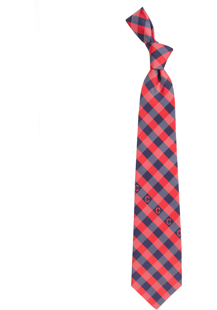 Cleveland Indians Check Poly Necktie 