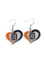 Detroit Tigers Womens Heart Swirl Earrings - Orange