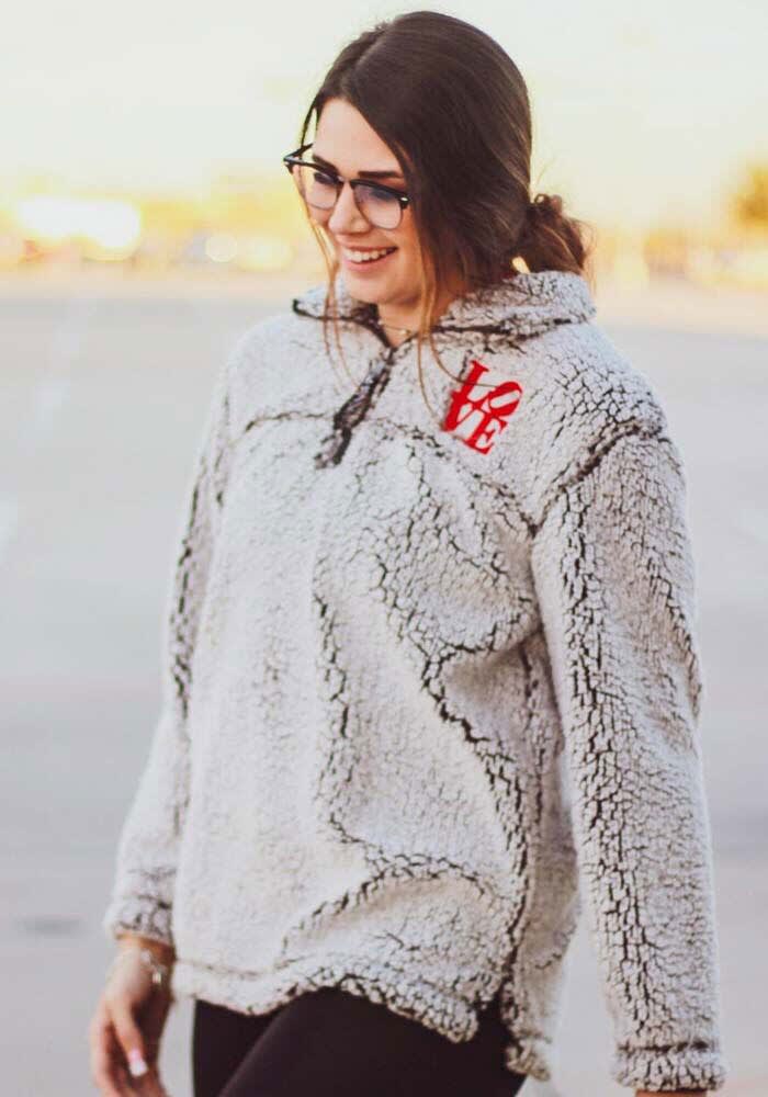 Philadelphia Womens GREY Sherpa Long Sleeve Qtr Zip - 17770271