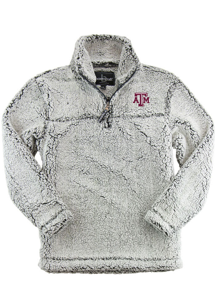 Texas A M Aggies Womens Grey Sherpa Long Sleeve 1 4 Zip Pullover