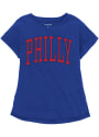 Philadelphia Womens Blue Vintage Cuff T-Shirt