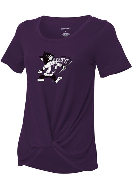 Girls Purple K-State Wildcats Twisted Short Sleeve Fashion T-Shirt