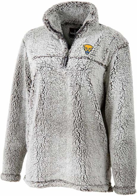 Womens Grey Pitt Panthers Sherpa Qtr Zip