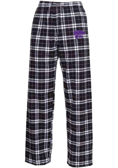 Youth Black K-State Wildcats Plaid Flannel Loungewear Sleep Pants