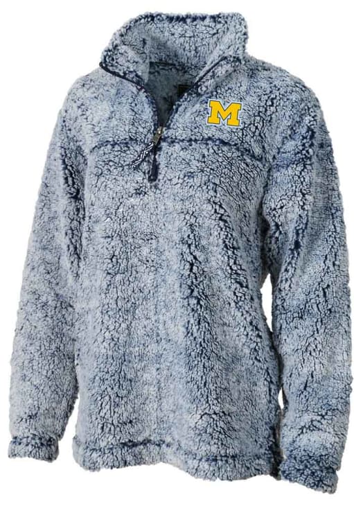 Michigan Wolverines Womens NAVY Sherpa Long Sleeve Qtr Zip