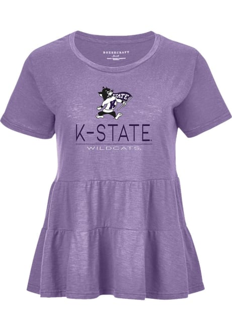 K-State Wildcats Willow Peplum Short Sleeve T-Shirt - Lavender