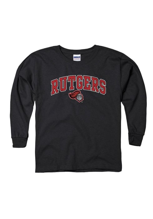 Rutgers Scarlet Knights Youth Black Arch Mascot Long Sleeve Tee