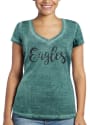 Philadelphia Eagles Womens Teal Sponge Dye V T-Shirt
