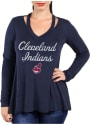 Cleveland Indians Womens Swing T-Shirt - Navy Blue