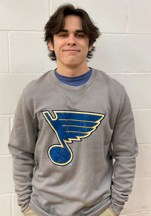 St Louis Blues Primary Logo Long Sleeve Fashion Sweatshirt - Grey
