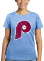 Philadelphia Phillies Womens Triblend Crew Neck T-Shirt - Light Blue