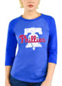 Philadelphia Phillies Womens Triblend 3/4 Raglan Crew Neck T-Shirt - Blue