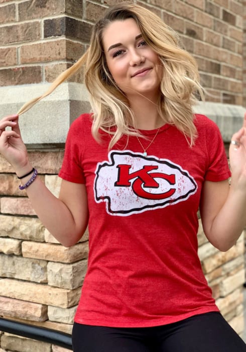 Kansas City Chiefs Womens Triblend Crew T-Shirt - Red