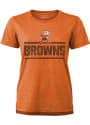 Brownie Cleveland Browns Womens Majestic Threads Brownie Boyfriend T-Shirt - Orange