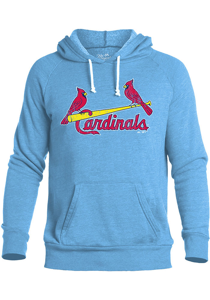 St Louis Cardinals Mens LIGHT BLUE Wordmark Lightweight Hoodie