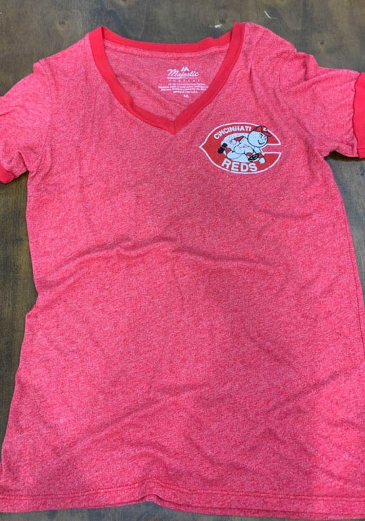 Cincinnati Reds Womens Red Ringer Short Sleeve T-Shirt