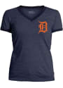 Detroit Tigers Womens Ringer T-Shirt - Navy Blue