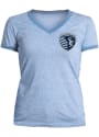 Sporting Kansas City Womens Ringer T-Shirt - Light Blue