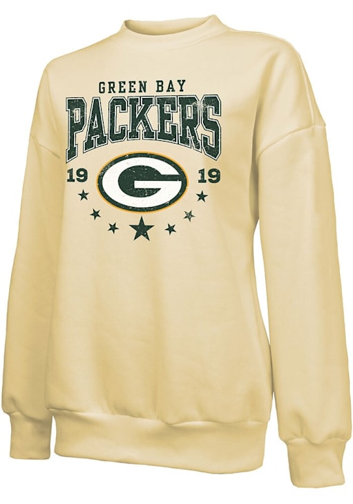 Green Bay Packers Womens YELLOW Oversized Long Sleeve Crew