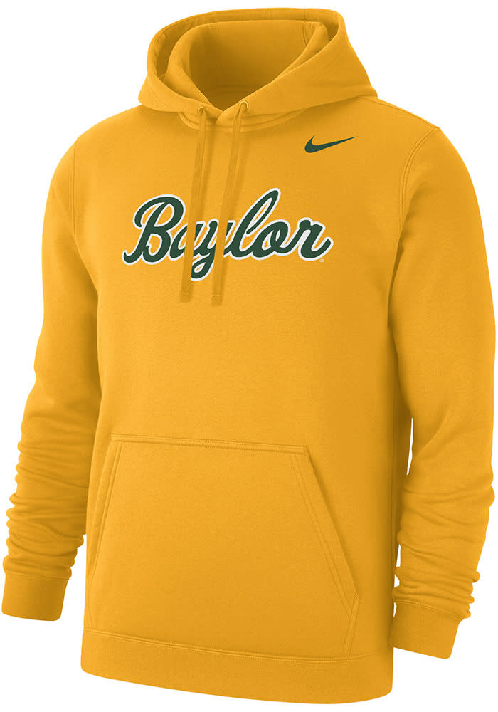 Nike Baylor Bears Mens Gold Wordmark Script Long Sleeve Hoodie