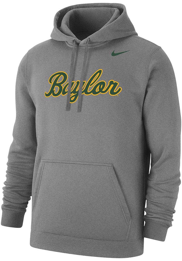 Nike Baylor Bears Mens HEATHER GREY Wordmark Script Hoodie - 18870013