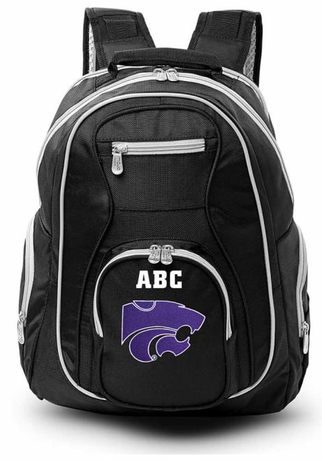 Personalized Monogram Premium Color Trim K-State Wildcats Backpack - Black