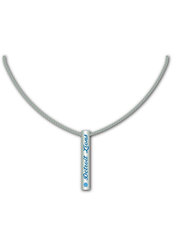 Detroit Lions BLUE Silver Bar Womens Necklace - 19645543